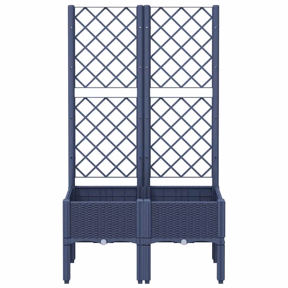 Berkfield Home Garden Planter with Trellis in Blue Grey, W: 80 cm, D: 40 cm, H: 142 cm – 3