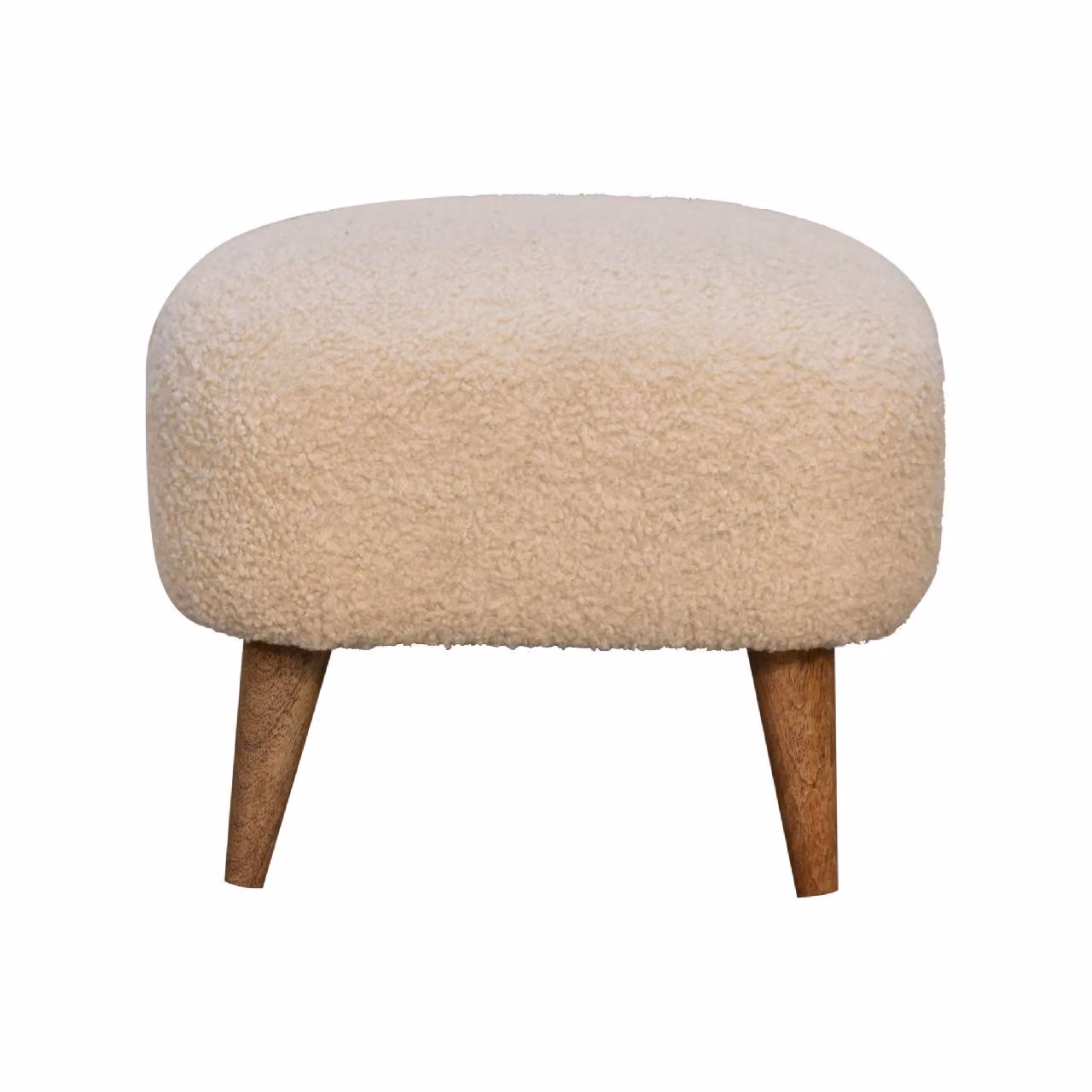 Aosom UK Solid Mango Wood Bouclé Square Footstool in Brown and Beige, W/D/H: 40 x 40 x 35 cm – 2