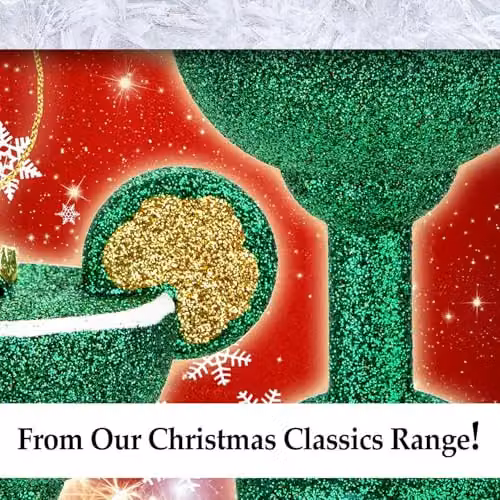VFM e-Store Green and Gold Glitter Glass Cocktail Christmas Hanging Ornament – 6