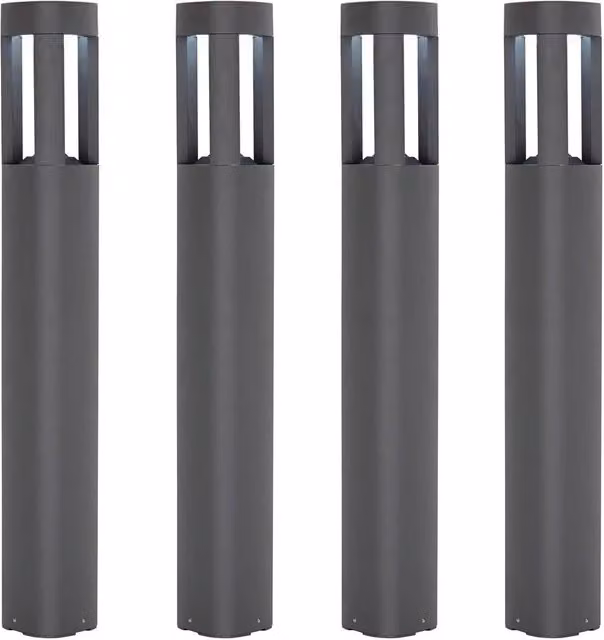 Loops 4 Pack Modern LED Outdoor Post Bollard Lights in Grey Aluminium with IP54 Rating