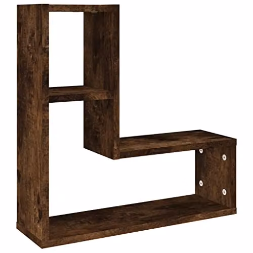 vidaXL Set of 2 Modern Wall Mounted Oak Wood Shelves, Brown, W: 50 cm, D: 15 cm, H: 50 cm – 3
