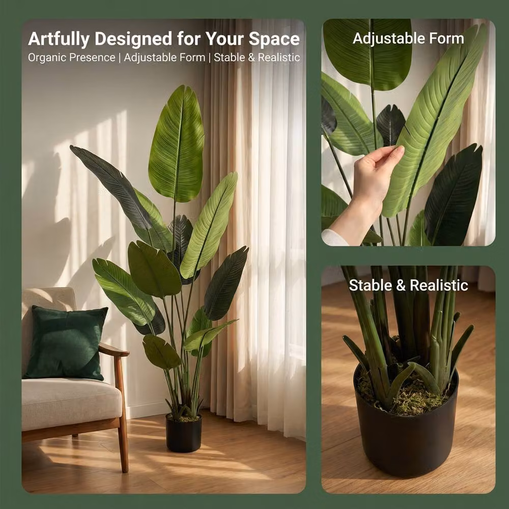CASSILANDO Lifelike Artificial Bird of Paradise Green Plant, Height: 182.88 cm – 3