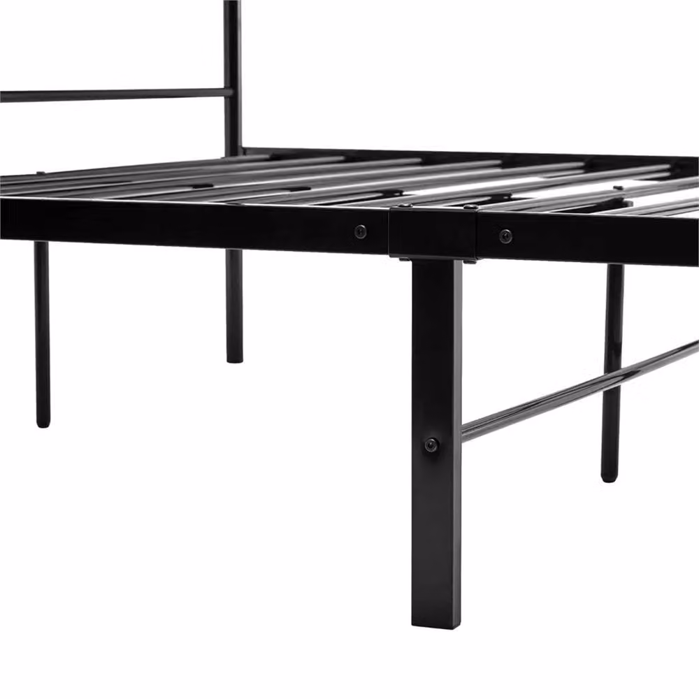 Nordara Double Metal Bed Frame with Headboard and Underbed Storage in Black, 140 x 200 cm – 2