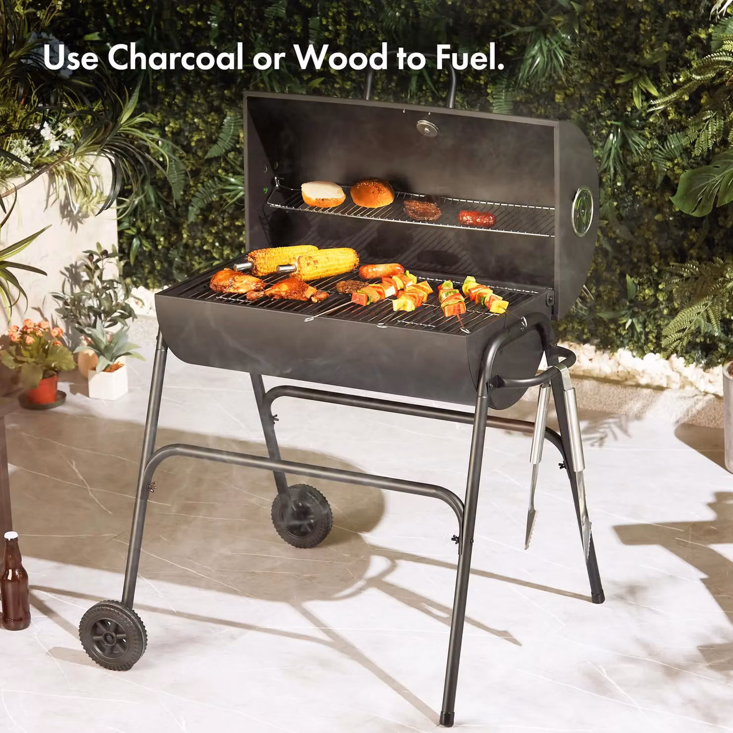 VonHaus Portable Barrel Charcoal BBQ and Smoker in Black – 2