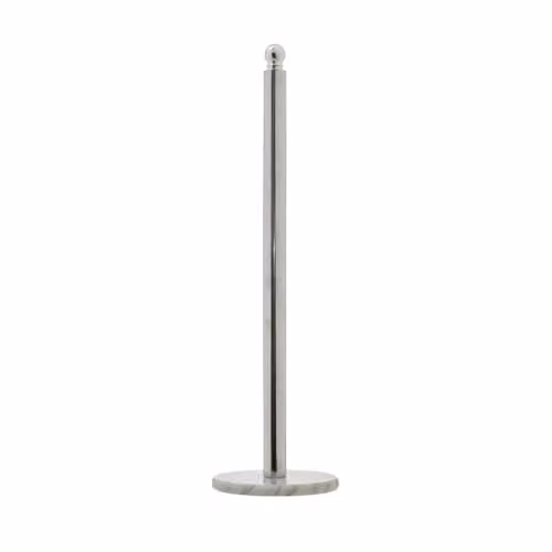 Premier Housewares Elegant Chrome Large Freestanding Toilet Roll Holder with White Marble Base
