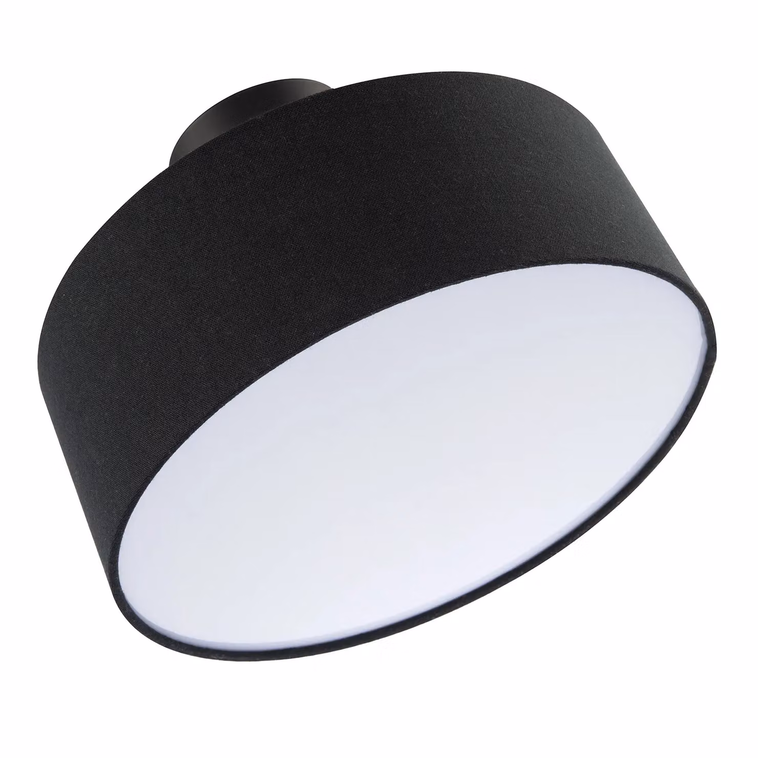 Happy Homewares Contemporary Textured Linen Fabric Semi Flush Ceiling Light in Black – 3