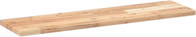Berkfield Home Compact Floating Shelves, 2 Piece Set of Untreated Solid Acacia Wood in Brown, W/D/H: 80 x 20 x 2 cm