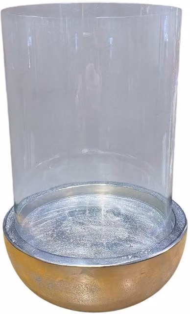 Minster Hurricane Pillar Candle Holder in Gold, W: 25 cm, D: 25 cm, H: 32 cm – 1