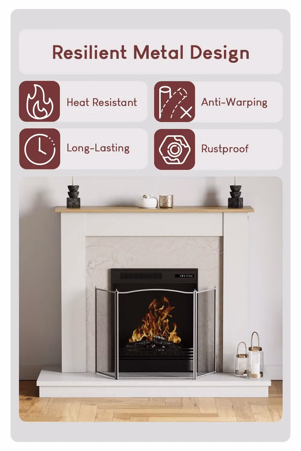 Home Discount Fire Vida Denton 3 Panel Fire Guard Fireplace Shield Protector in Dark Grey – 2