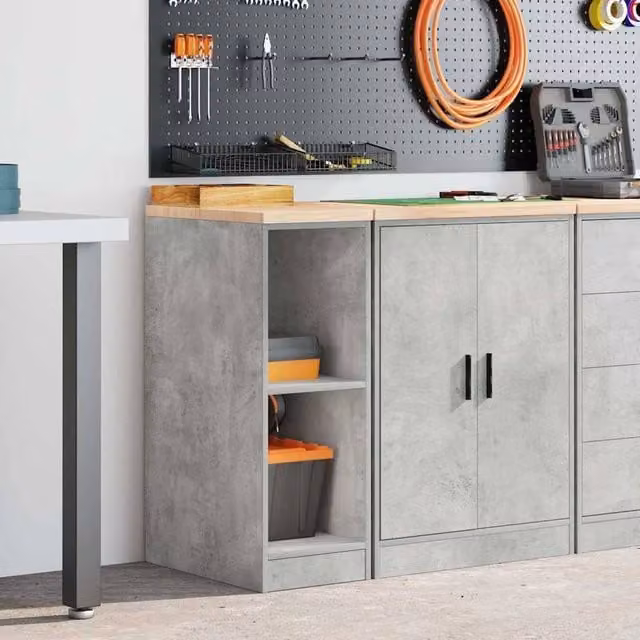 Berkfield Home Durable Garage Storage Cabinet in Concrete Grey, W/D/H: 30 x 51 x 85 cm