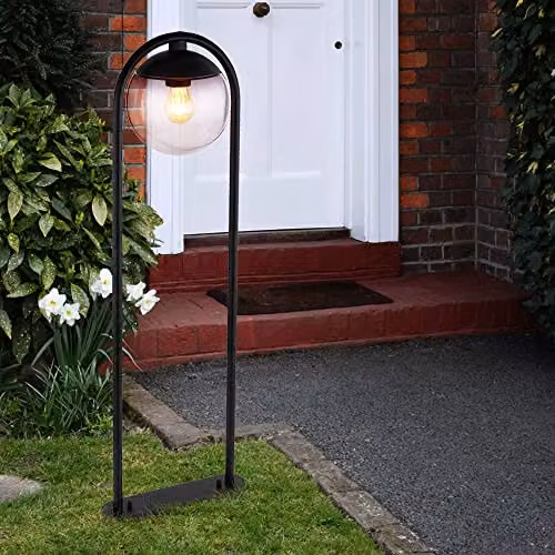 Netlighting Michael Outdoor Bollard Floor Lamp in Black with Smoke Glass Sphere, IP44, 1x E27, W/D/H: 20 x 20 x 100 cm – 4