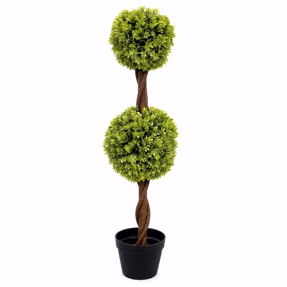 Botanik Leaf Premium Green Artificial Double Ball Topiary Tree, Height: 90 cm – 2