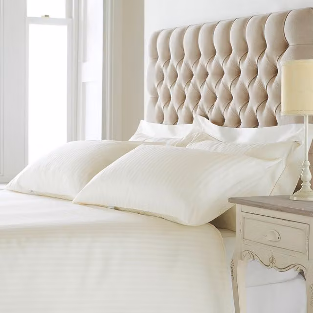 Oxford Striped Cotton Pillowcase in Beige, Yellow and White