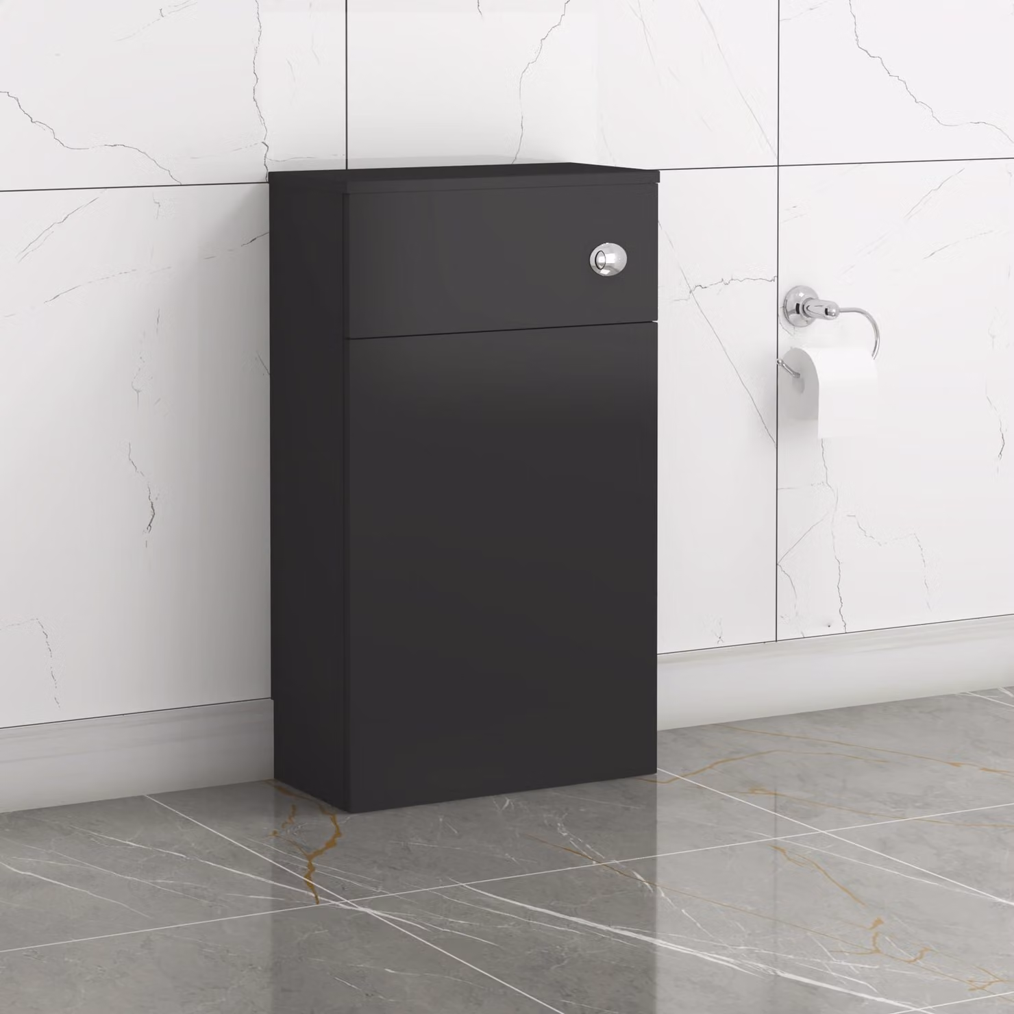 Royal Bathrooms Turin Back To Wall WC Toilet Unit, Matt Black, Width: 50 cm