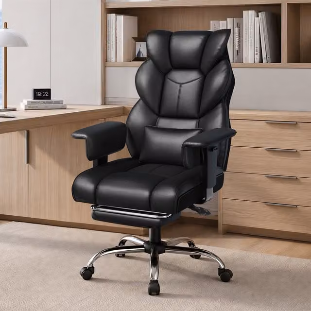Yaheetech Black PU Leather Executive Office Chair with Adjustable Height, Armrests and 360 Degree Swivel