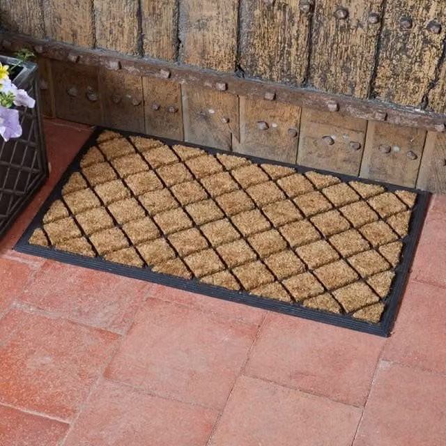 Garden Mile Heavy Duty Rectangular Coir Door Mat in Brown and Black