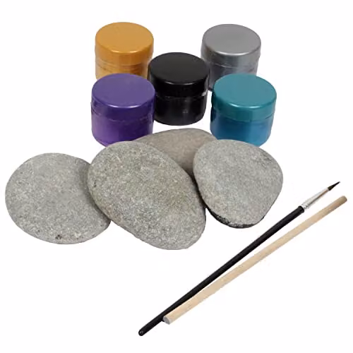 Hinkler Metallic Rock Painting Complete Starter Kit with Multicolour Paints and Rocks – 2