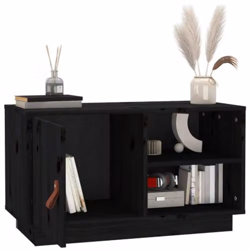 vidaXL Rustic Black Solid Pine Wood TV Cabinet W/D/H: 70 x 34 x 40 cm – 5