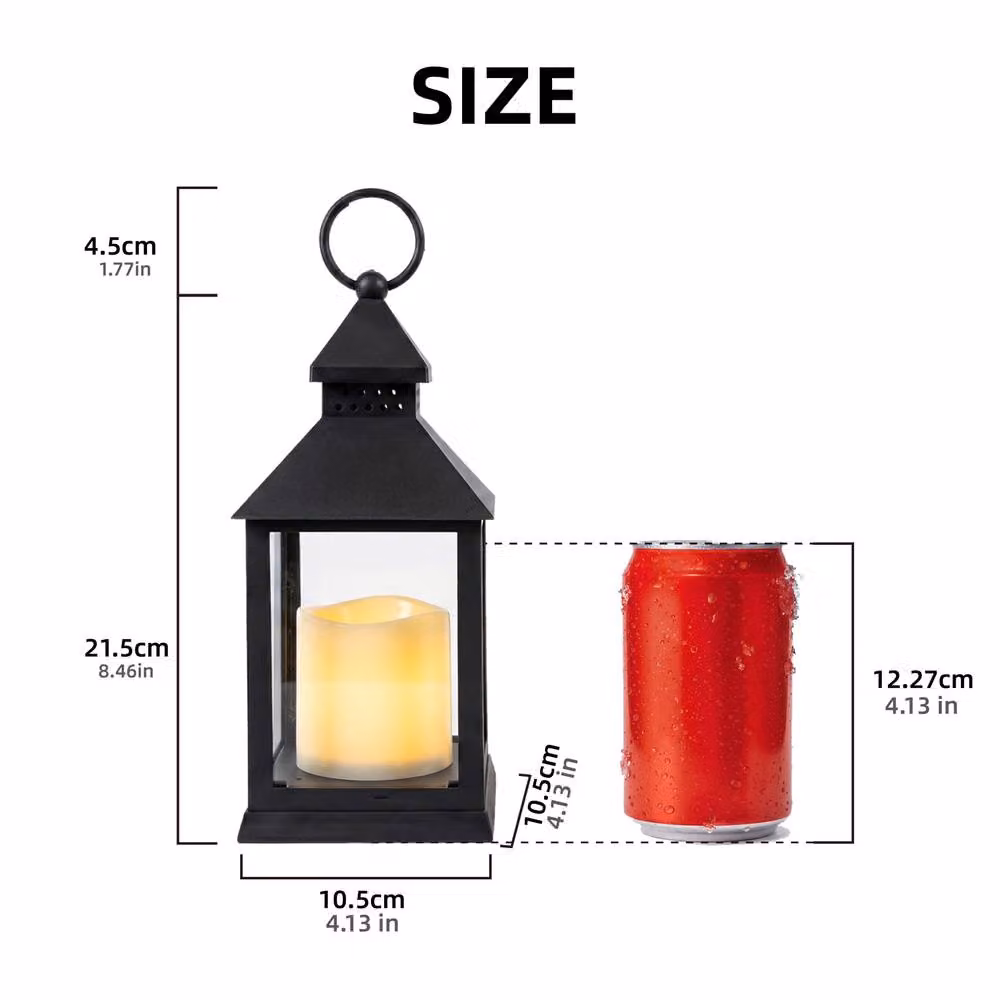 Bright Zeal 2-Pack Black 10.2 inch LED Pillar Candle Lanterns with Warm Flicker Effect and Timer – 4