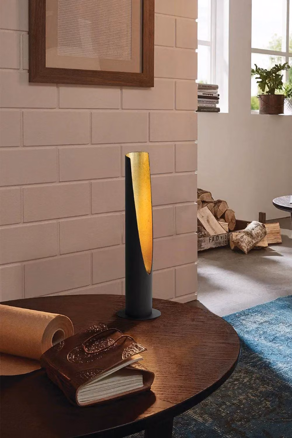 Eglo Barbotto Modern Table Lamp in Black and Gold/Brass with LED Bulb – 2