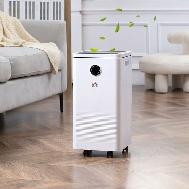 HOMCOM Portable Dehumidifier with WiFi Smart App Control, 10L/Day Capacity and 2.5L Water Tank, White and Black