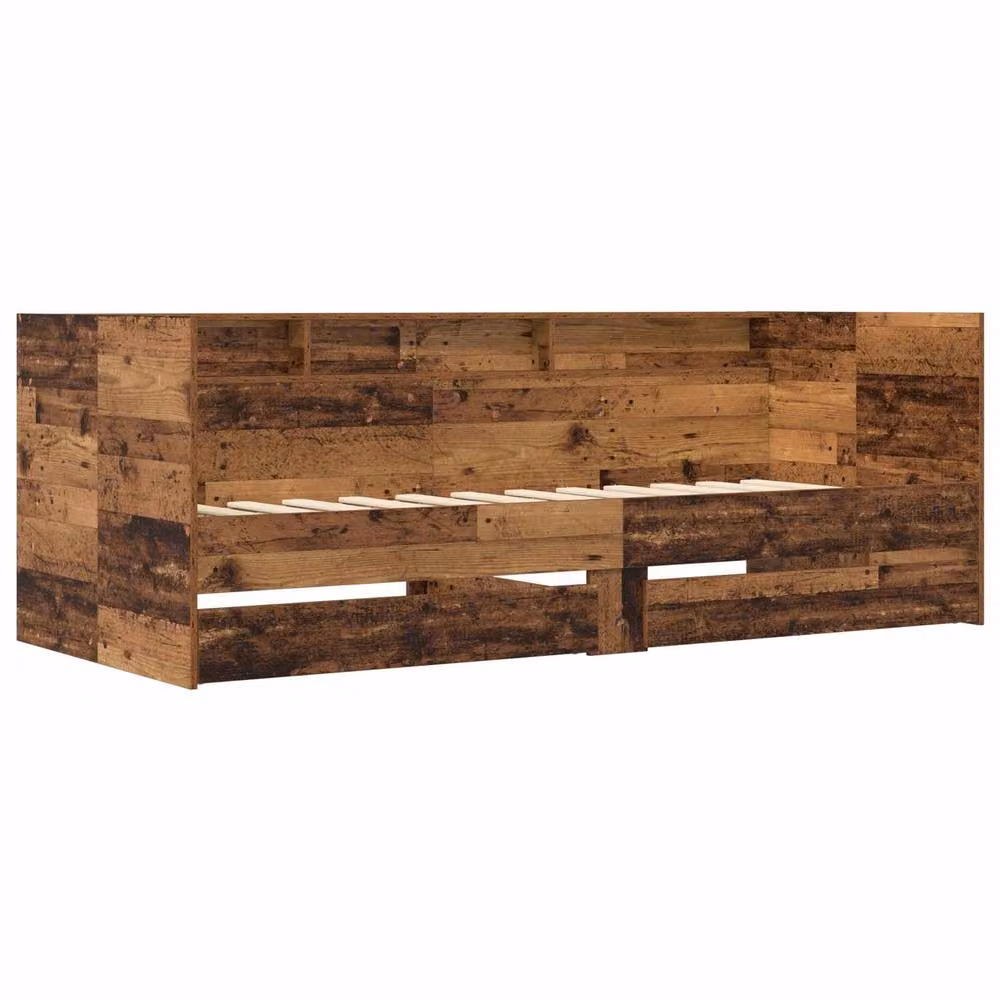 Berkfield Home Bed Frame with Storage in Old Wood Brown, W: 80 cm, L: 200 cm – 2