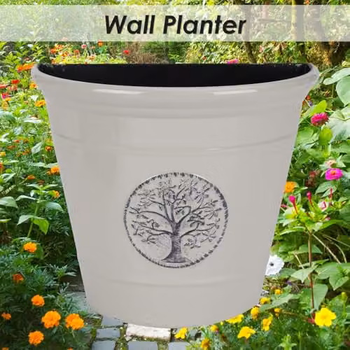 VFM e-Store Grey Plastic Wall Planter Tub, W: 22.8 cm, D: 12.8 cm, H: 19.5 cm – 2