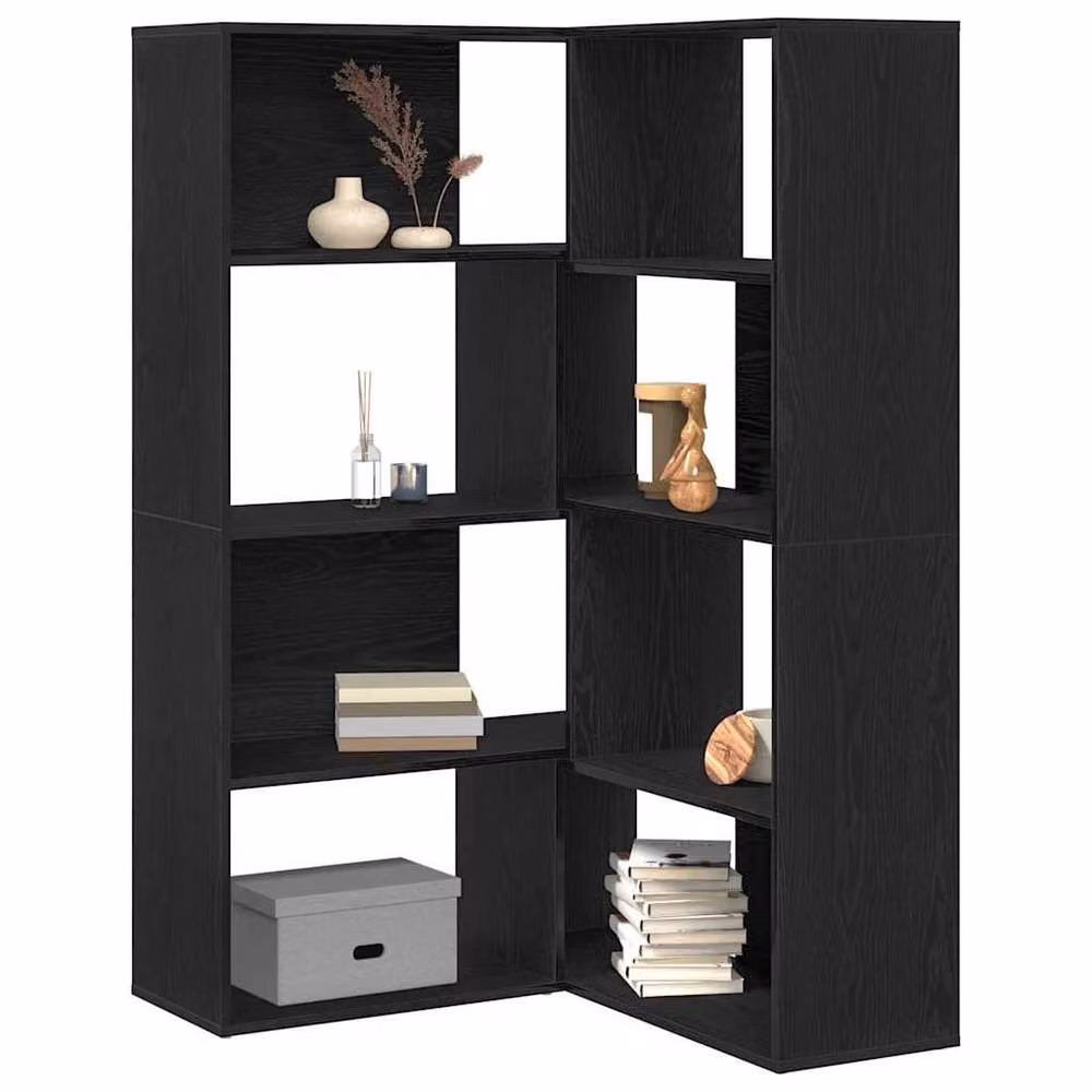 Berkfield Home Modern Corner Cabinet in Black Oak with Adjustable Shelves, H 140.5 x W 30 x D 30 cm – 3