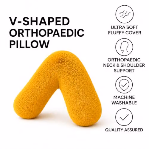 NIGHTZONE Teddy V Shaped Maternity Pillow and Fleece Cover in Ochre Yellow – 3