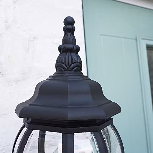 ValueLights Windsor Black and Transparent Classic Outdoor Wall Lantern IP44 Rated – 6