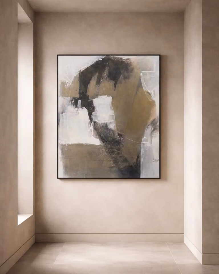 Tommy Franks Porpoise Abstract Oil Painting Reproduction on Canvas, Multicolour and Black, W: 150 cm, H: 130 cm