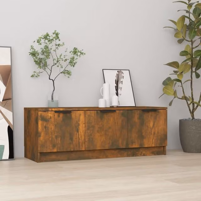 Berkfield Home Smoked Oak TV Cabinet in Brown, W/D/H: 102 x 35 x 36.5 cm – 1