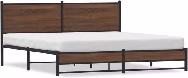 Berkfield Home Metal Bed Frame in Brown Oak, W: 160 cm, D: 200 cm – 1