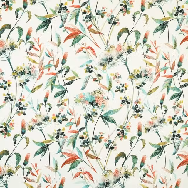 Linda Barker Yarrows Fabric Hedgerow Multicolour Cotton Floral Design