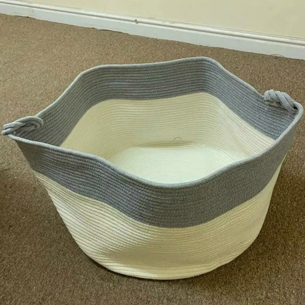 PAWNORA XXXLarge Grey Cotton Rope Basket with Handles – 2