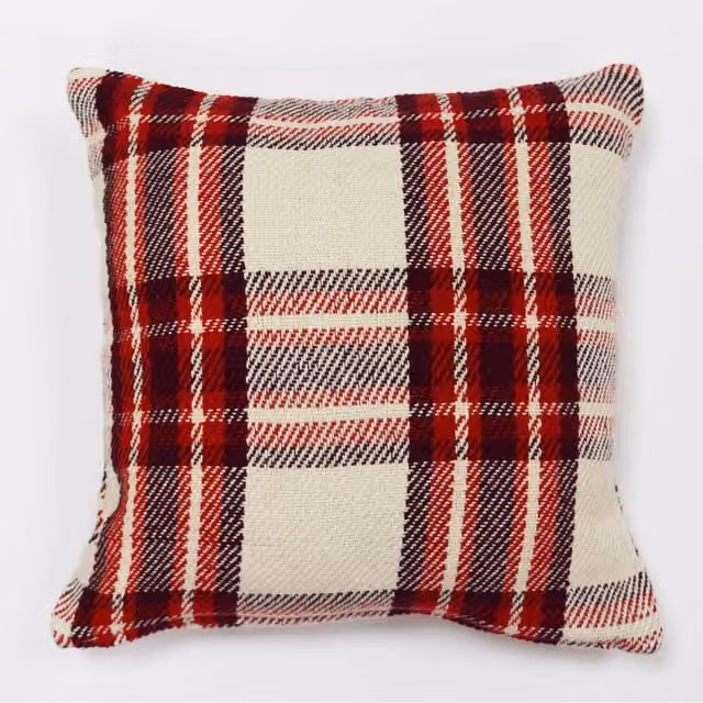 Rapport Home Highland Check Square Cushion Cover, Red, W/D/H: 43 x 43 x 43 cm
