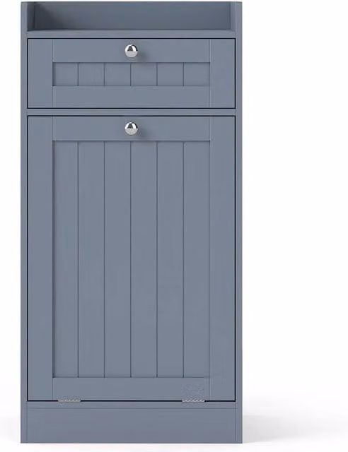 VOGREX Grey Tilt-Out Laundry Cabinet with Drawer and Internal Drawers for Bathroom Storage
