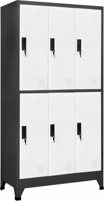 Berkfield Home Metal Locker Cabinet in Anthracite, White and Black, W/D/H: 90 x 45 x 180 cm