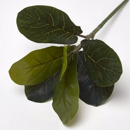 HOMESCAPES Green Artificial Ficus Lyrata Tree Branch, 46 cm – 2