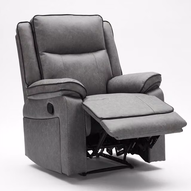 Furniture One Grey Microfibre Manual Reclining Sofa Suite with 2-Seater, 3-Seater and Armchair