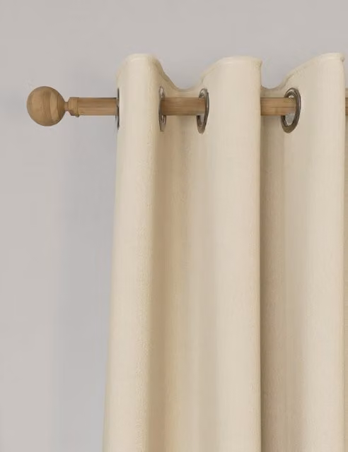 M&S Plain Beige Blackout Thermal Eyelet Curtains