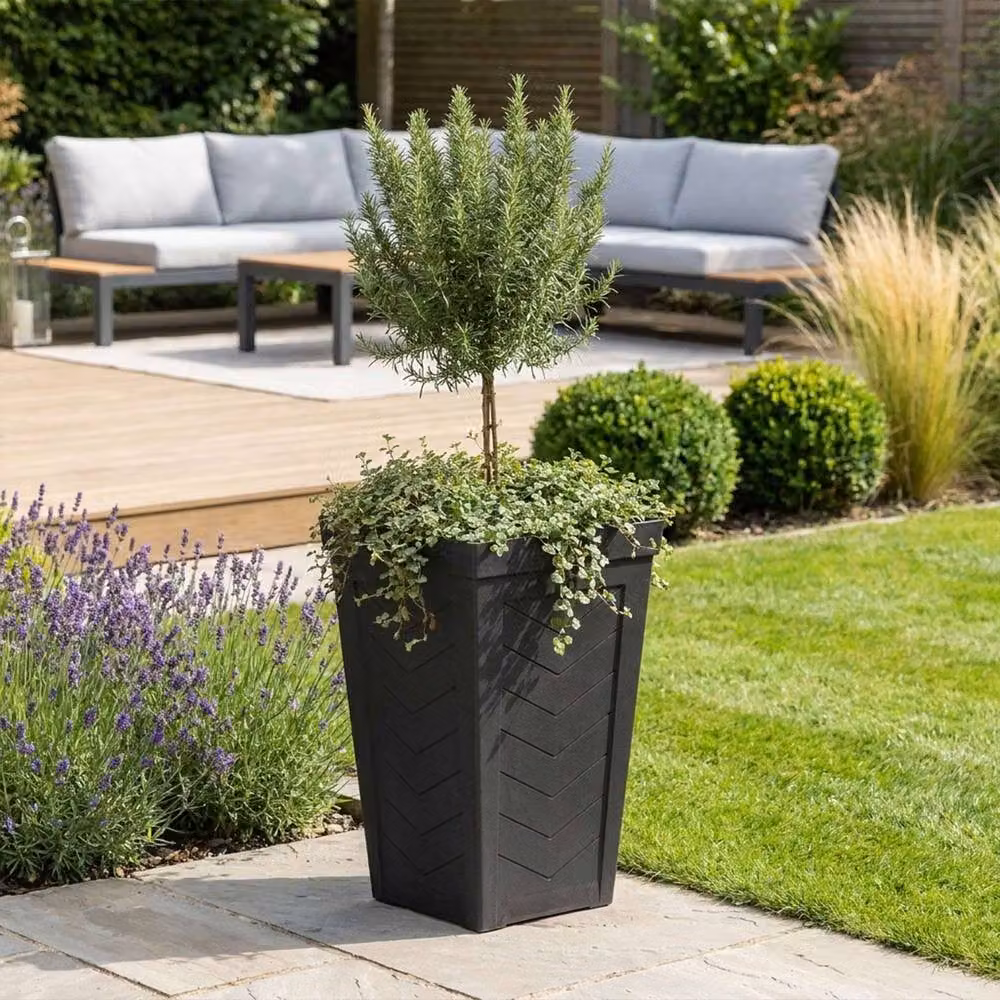 Nicoman Black Savana Chevron Rubber Tall Square Planter, W/D/H: 37 x 37 x 57 cm – 8