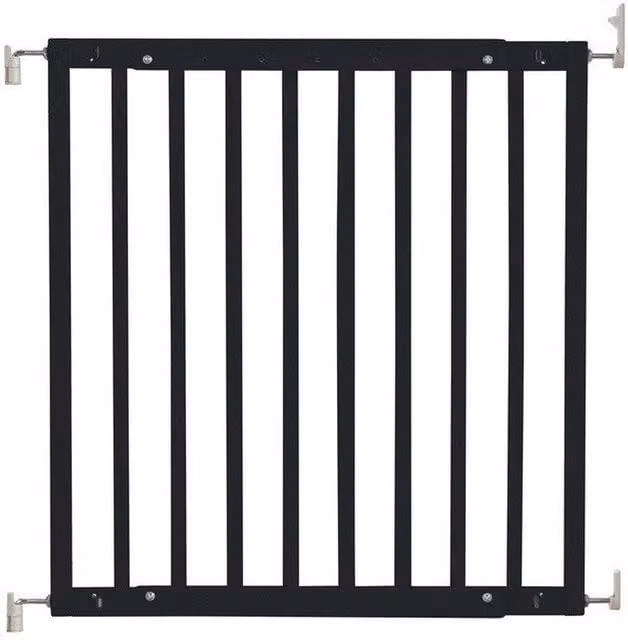 Safetots Extendable Black Wooden Screw Fit Baby Gate for Doors and Stairs