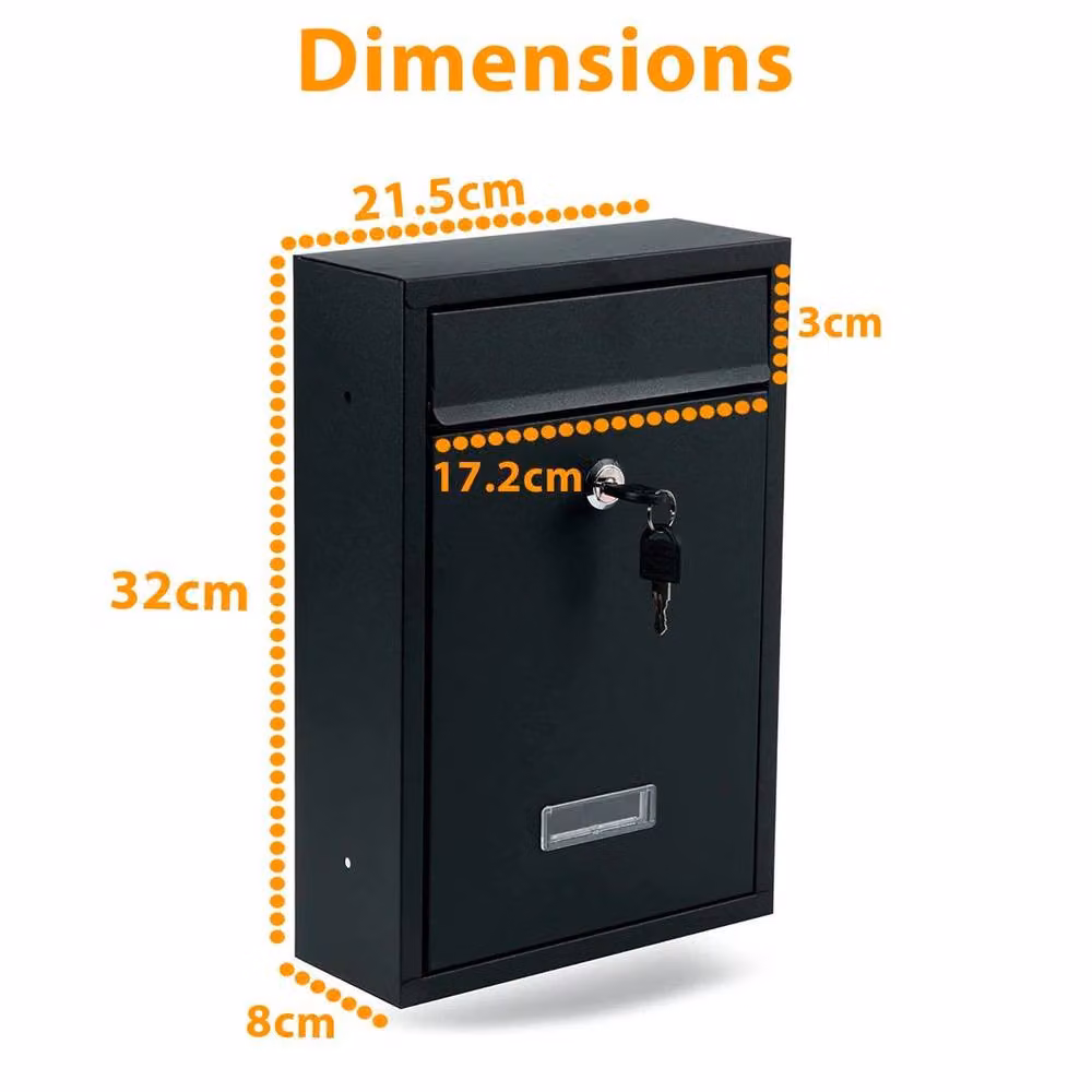 PAWNORA Large Outdoor Steel Post Box in Black – 2
