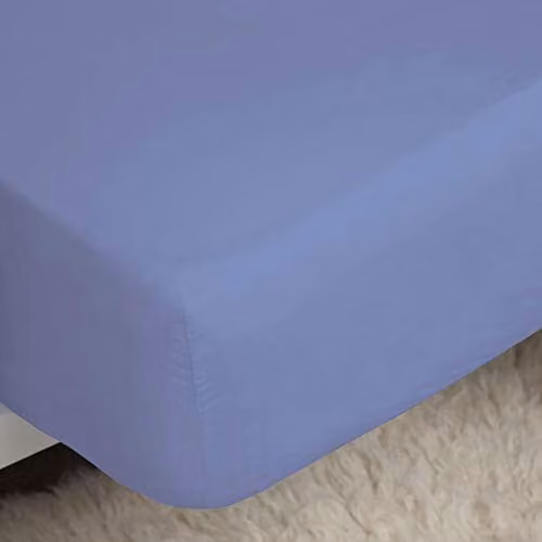 Belledorm Easycare Percale Fitted Sheet, Blue, W/D/H: 200 x 200 cm