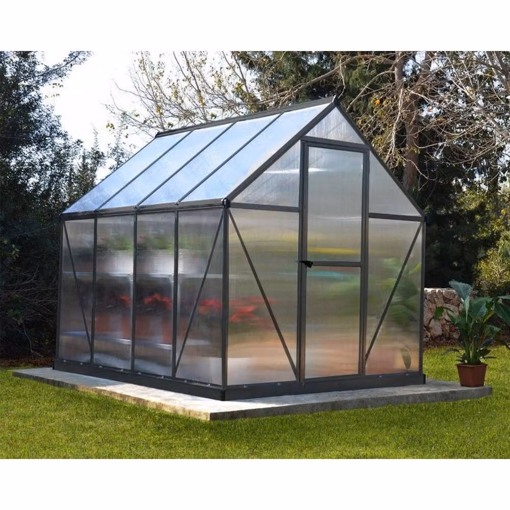 Palram Mythos Polycarbonate Greenhouse in Grey, L247 x W185 x H208 cm – 2