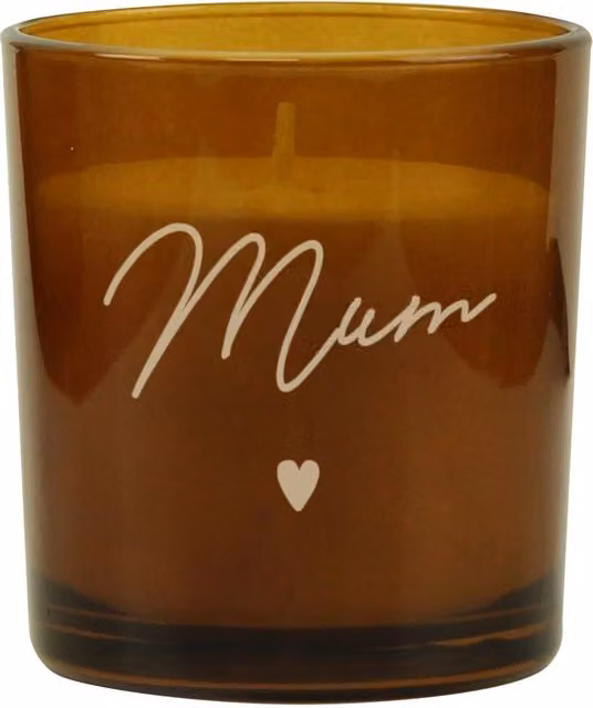 Personalised Memento Company Personalised Amber Glass Votive Candle, Gourmand Scent, Brown