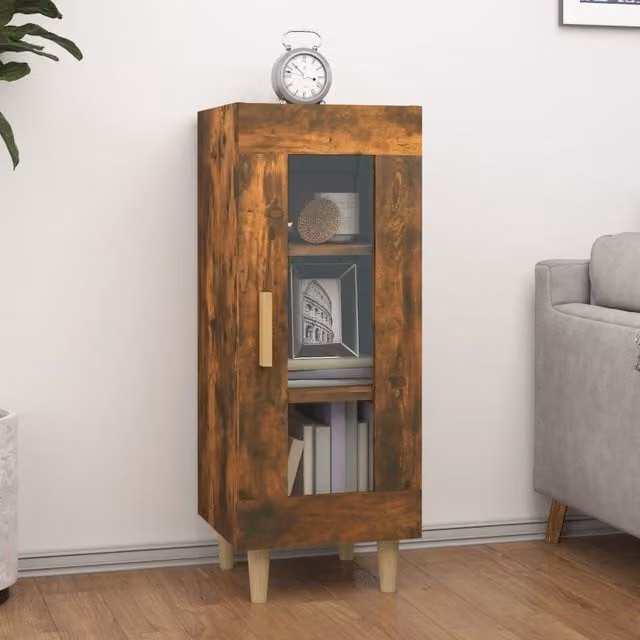 Berkfield Home Smoked Oak Sideboard in Brown, W/D/H: 34.5 x 34.5 x 90 cm