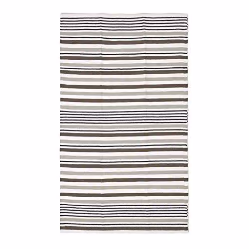 Homescapes Scandinavian Style Striped Cotton Rug in Black and Grey, W: 60 cm, L: 100 cm – 5