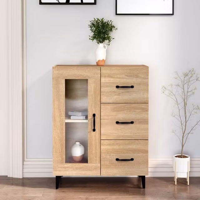 Berkfield Home Sonoma Oak Sideboard in Brown, W: 69.5 cm, D: 34 cm, H: 90 cm – 1